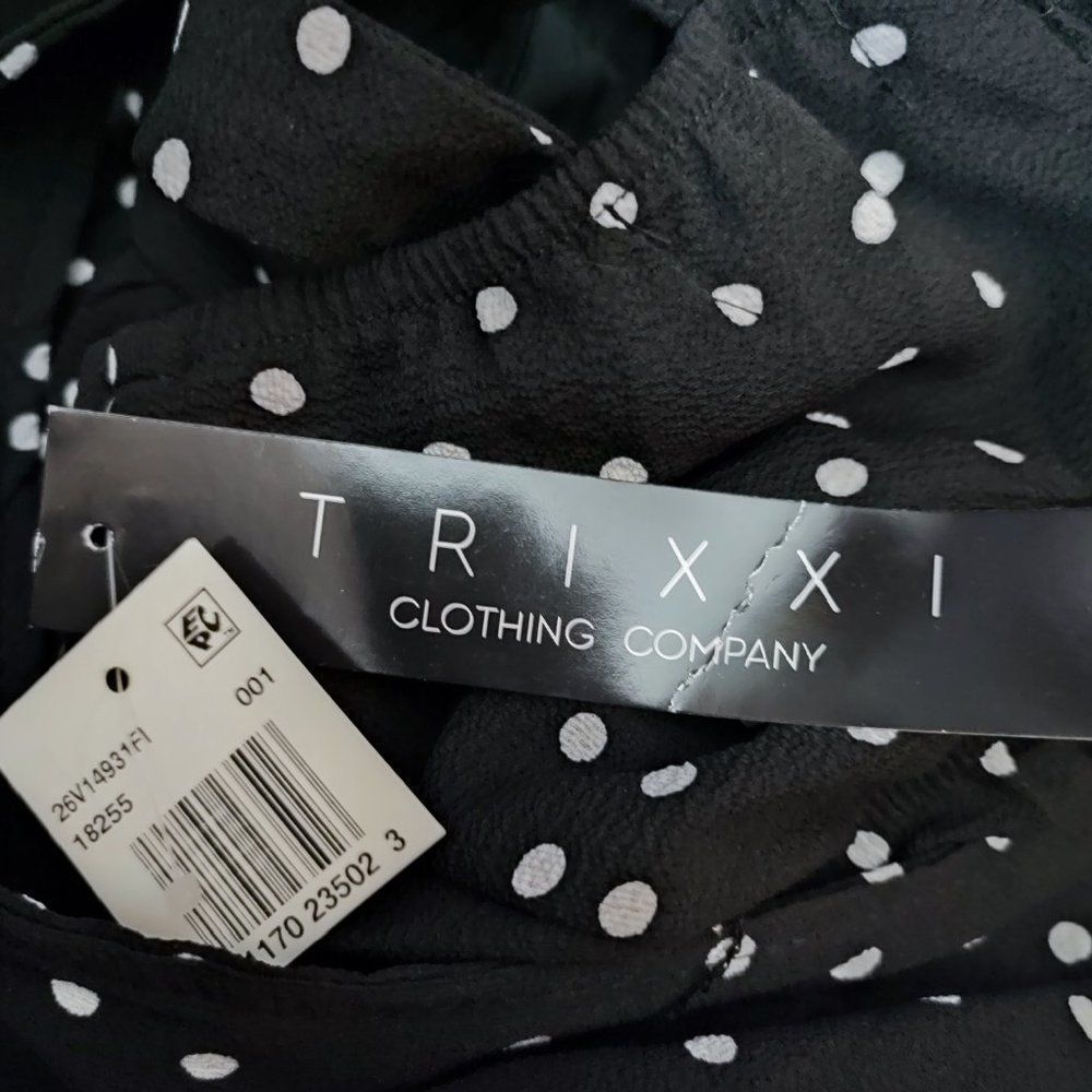 Trixxi Polka Dot Sleeveless Adjustable Straps Belted Jumpsuit Black White XL - Picture 8 of 10